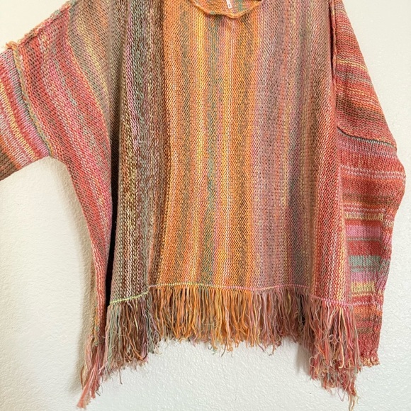 Free People Radiate Striped Pullover Fringed NWT Confetti Combo Sweater Size M - Picture 6 of 12